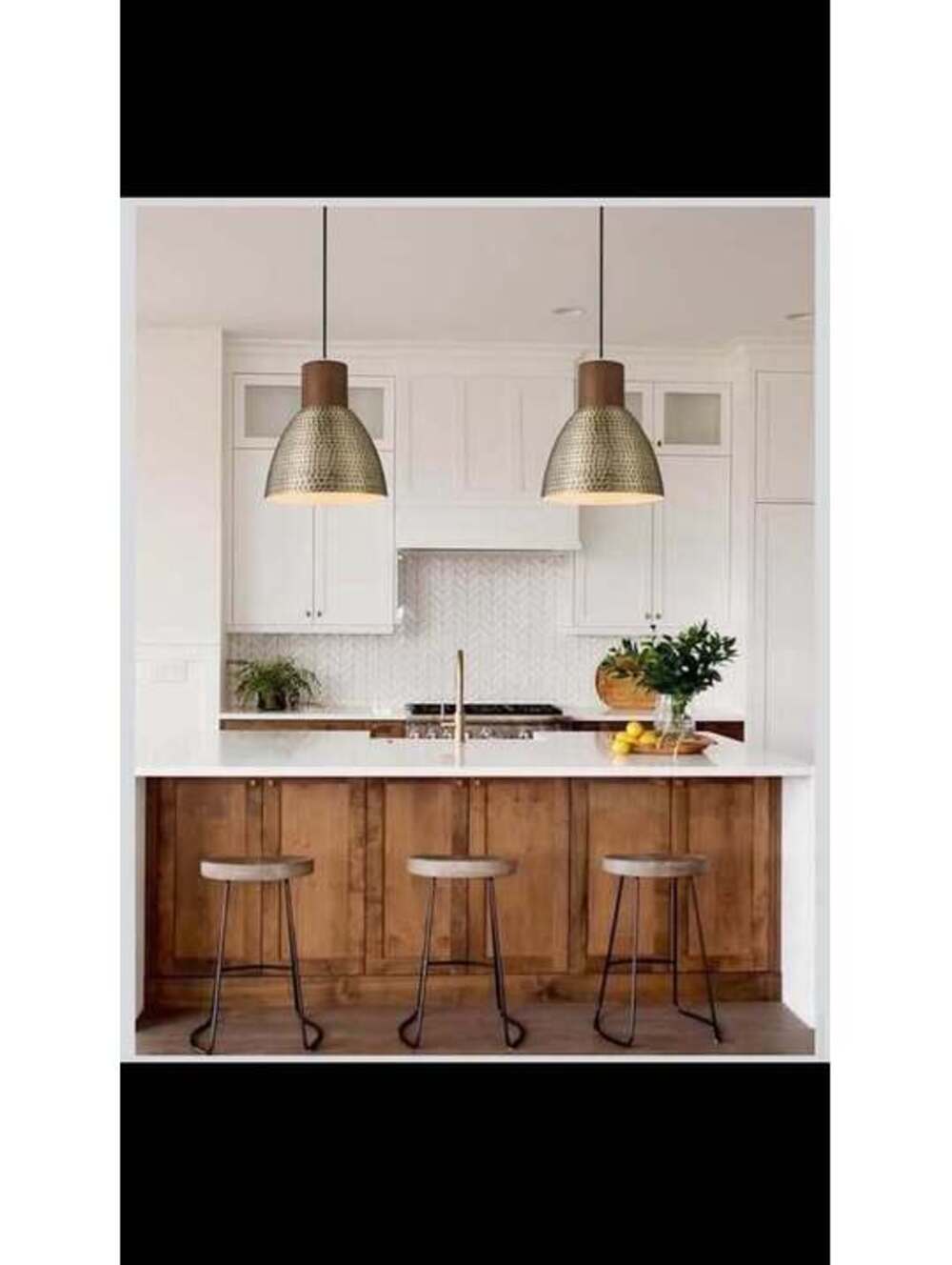 Vintage Gold & Solid Wood Hammered Pendant Light, Adjustable - New in Box